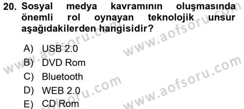 Film ve Video Kültürü Dersi 2016 - 2017 Yılı (Final) Dönem Sonu Sınav Soruları 20. Soru