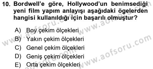 Film ve Video Kültürü Dersi 2017 - 2018 Yılı 3 Ders Sınav Soruları 10. Soru