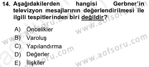 Film ve Video Kültürü Dersi 2017 - 2018 Yılı 3 Ders Sınav Soruları 14. Soru