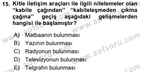 Film ve Video Kültürü Dersi 2017 - 2018 Yılı 3 Ders Sınav Soruları 15. Soru