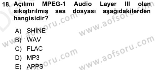 Film ve Video Kültürü Dersi 2017 - 2018 Yılı 3 Ders Sınav Soruları 18. Soru