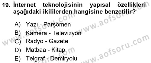 Film ve Video Kültürü Dersi 2017 - 2018 Yılı 3 Ders Sınav Soruları 19. Soru