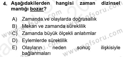Film ve Video Kültürü Dersi 2017 - 2018 Yılı 3 Ders Sınav Soruları 4. Soru