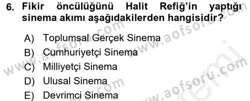 Film ve Video Kültürü Dersi 2017 - 2018 Yılı 3 Ders Sınav Soruları 6. Soru