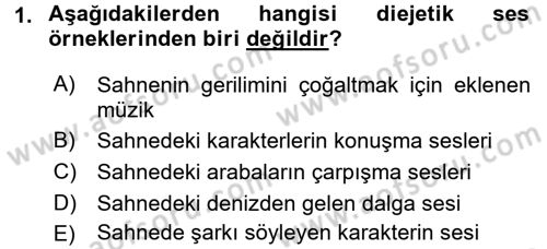 Film ve Video Kültürü Dersi 2017 - 2018 Yılı (Vize) Ara Sınav Soruları 1. Soru