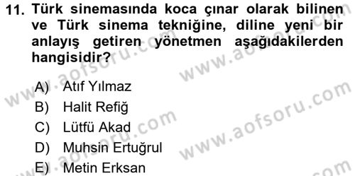 Film ve Video Kültürü Dersi 2017 - 2018 Yılı (Vize) Ara Sınav Soruları 11. Soru