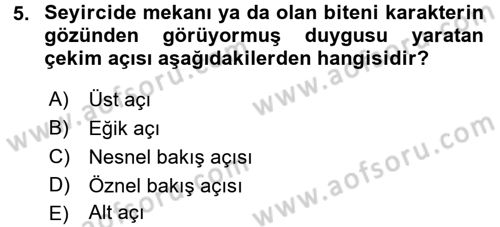 Film ve Video Kültürü Dersi 2017 - 2018 Yılı (Vize) Ara Sınav Soruları 5. Soru