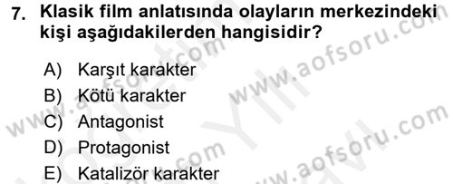 Film ve Video Kültürü Dersi 2017 - 2018 Yılı (Vize) Ara Sınav Soruları 7. Soru
