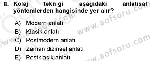 Film ve Video Kültürü Dersi 2017 - 2018 Yılı (Vize) Ara Sınav Soruları 8. Soru