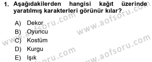 Film ve Video Kültürü Dersi 2017 - 2018 Yılı (Final) Dönem Sonu Sınav Soruları 1. Soru