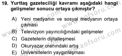 Film ve Video Kültürü Dersi 2017 - 2018 Yılı (Final) Dönem Sonu Sınav Soruları 19. Soru