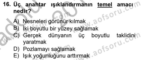 Film ve Video Yapımı Dersi 2012 - 2013 Yılı (Vize) Ara Sınav Soruları 16. Soru