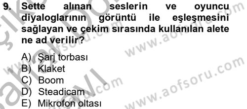 Film ve Video Yapımı Dersi 2012 - 2013 Yılı (Vize) Ara Sınav Soruları 9. Soru