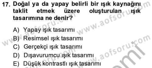 Film ve Video Yapımı Dersi 2013 - 2014 Yılı (Vize) Ara Sınav Soruları 17. Soru