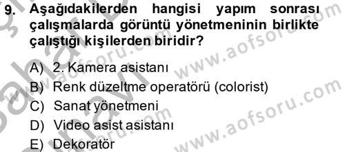Film ve Video Yapımı Dersi 2013 - 2014 Yılı (Vize) Ara Sınav Soruları 9. Soru