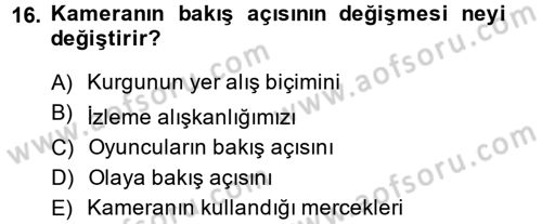 Film ve Video Yapımı Dersi 2013 - 2014 Yılı (Final) Dönem Sonu Sınav Soruları 16. Soru