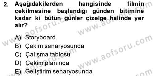 Film ve Video Yapımı Dersi 2013 - 2014 Yılı (Final) Dönem Sonu Sınav Soruları 2. Soru