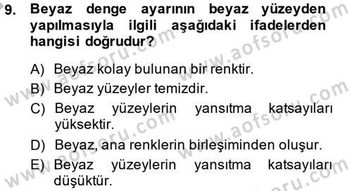 Film ve Video Yapımı Dersi 2013 - 2014 Yılı (Final) Dönem Sonu Sınav Soruları 9. Soru