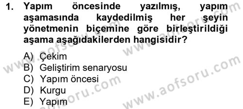 Film ve Video Yapımı Dersi 2014 - 2015 Yılı (Vize) Ara Sınav Soruları 1. Soru