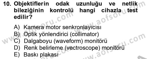 Film ve Video Yapımı Dersi 2014 - 2015 Yılı (Vize) Ara Sınav Soruları 10. Soru