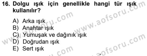 Film ve Video Yapımı Dersi 2014 - 2015 Yılı (Vize) Ara Sınav Soruları 16. Soru