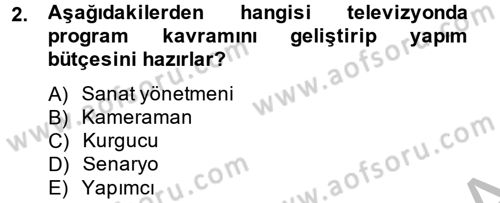 Film ve Video Yapımı Dersi 2014 - 2015 Yılı (Vize) Ara Sınav Soruları 2. Soru