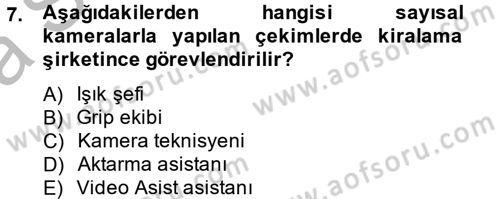 Film ve Video Yapımı Dersi 2014 - 2015 Yılı (Vize) Ara Sınav Soruları 7. Soru