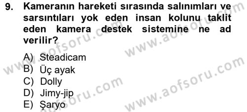 Film ve Video Yapımı Dersi 2014 - 2015 Yılı (Vize) Ara Sınav Soruları 9. Soru