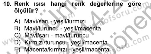 Film ve Video Yapımı Dersi 2014 - 2015 Yılı (Final) Dönem Sonu Sınav Soruları 10. Soru