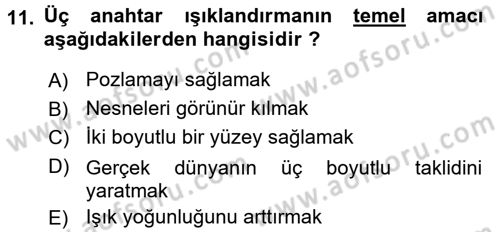 Film ve Video Yapımı Dersi 2015 - 2016 Yılı (Vize) Ara Sınav Soruları 11. Soru