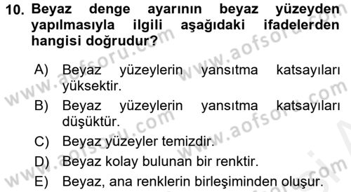 Film ve Video Yapımı Dersi 2015 - 2016 Yılı Tek Ders Sınav Soruları 10. Soru