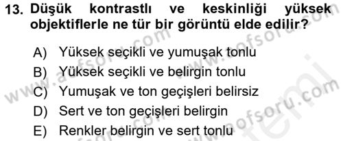 Film ve Video Yapımı Dersi 2015 - 2016 Yılı Tek Ders Sınav Soruları 13. Soru