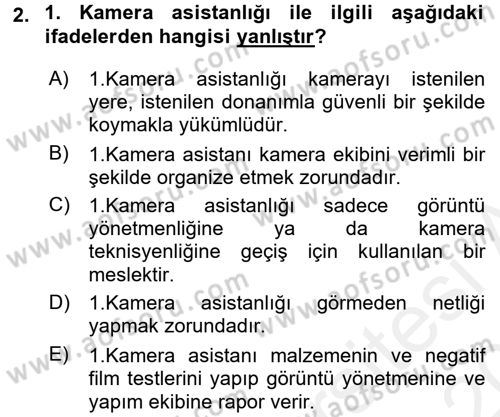 Film ve Video Yapımı Dersi 2015 - 2016 Yılı Tek Ders Sınav Soruları 2. Soru