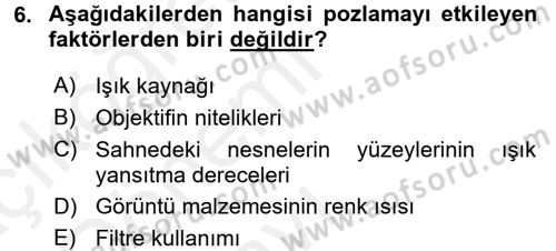 Film ve Video Yapımı Dersi 2015 - 2016 Yılı Tek Ders Sınav Soruları 6. Soru