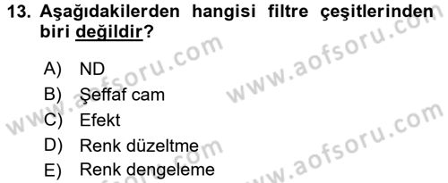 Film ve Video Yapımı Dersi 2016 - 2017 Yılı 3 Ders Sınav Soruları 13. Soru