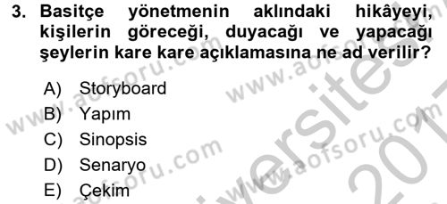 Film ve Video Yapımı Dersi 2016 - 2017 Yılı 3 Ders Sınav Soruları 3. Soru