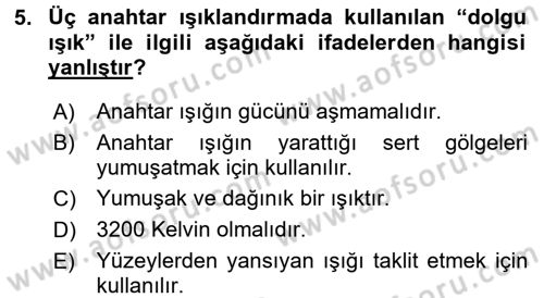 Film ve Video Yapımı Dersi 2016 - 2017 Yılı 3 Ders Sınav Soruları 5. Soru