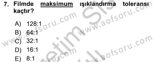 Film ve Video Yapımı Dersi 2016 - 2017 Yılı 3 Ders Sınav Soruları 7. Soru