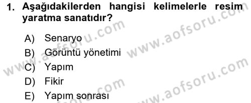 Film ve Video Yapımı Dersi 2016 - 2017 Yılı (Vize) Ara Sınav Soruları 1. Soru