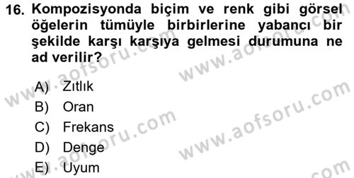 Film ve Video Yapımı Dersi 2016 - 2017 Yılı (Final) Dönem Sonu Sınav Soruları 16. Soru