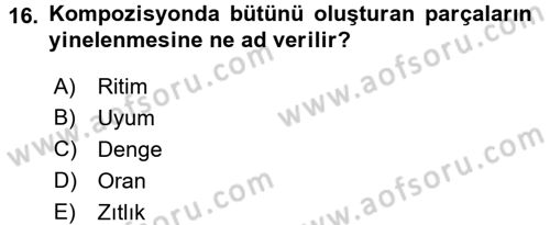 Film ve Video Yapımı Dersi 2017 - 2018 Yılı 3 Ders Sınav Soruları 16. Soru