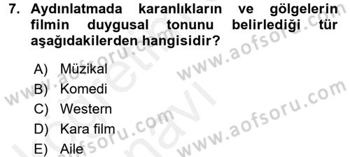 Film ve Video Yapımı Dersi 2017 - 2018 Yılı 3 Ders Sınav Soruları 7. Soru