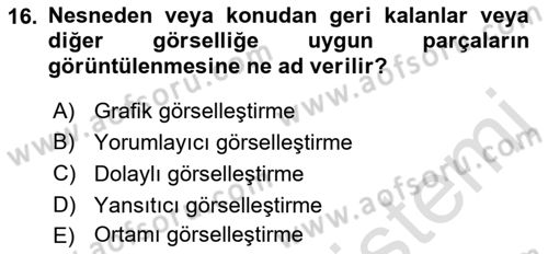 Film ve Video Yapımı Dersi 2018 - 2019 Yılı 3 Ders Sınav Soruları 16. Soru