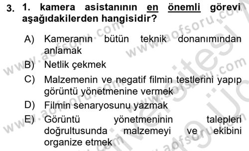 Film ve Video Yapımı Dersi 2018 - 2019 Yılı 3 Ders Sınav Soruları 3. Soru
