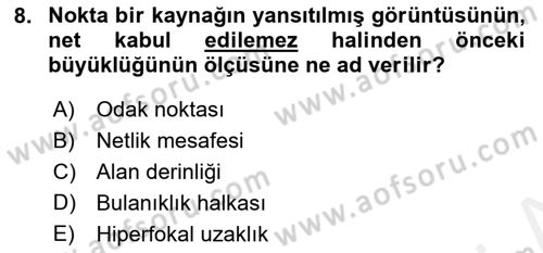 Film ve Video Yapımı Dersi 2018 - 2019 Yılı (Final) Dönem Sonu Sınav Soruları 8. Soru