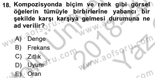 Film ve Video Yapımı Dersi 2018 - 2019 Yılı Yaz Okulu Sınav Soruları 18. Soru