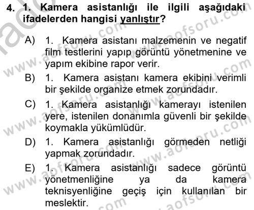 Film ve Video Yapımı Dersi 2018 - 2019 Yılı Yaz Okulu Sınav Soruları 4. Soru