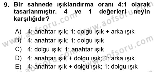 Film ve Video Yapımı Dersi 2018 - 2019 Yılı Yaz Okulu Sınav Soruları 9. Soru