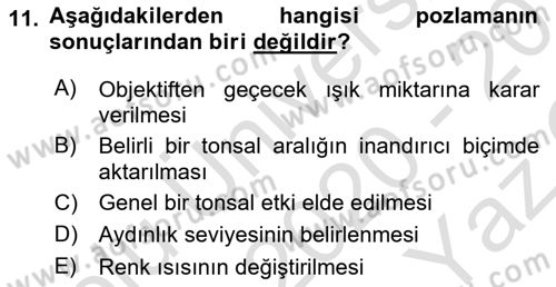 Film ve Video Yapımı Dersi 2020 - 2021 Yılı Yaz Okulu Sınav Soruları 11. Soru