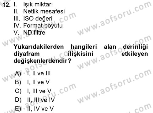 Film ve Video Yapımı Dersi 2020 - 2021 Yılı Yaz Okulu Sınav Soruları 12. Soru